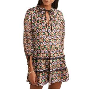 Alice + Olivia Arnette Medallion Print Tiered Tunic Dress Size Small